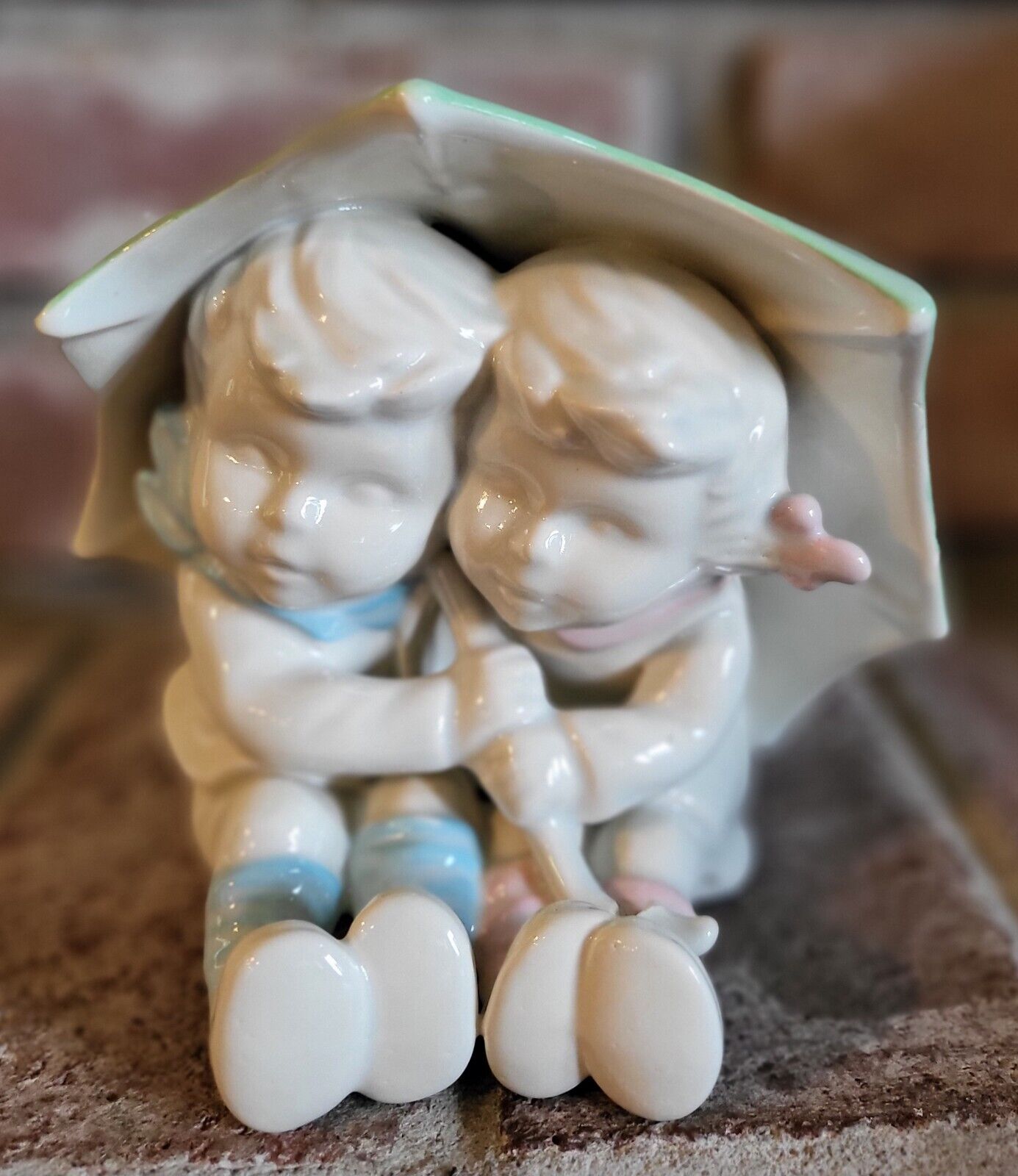 Vintage | Porcelain | Boy & Girl Under Umbrella | Figurine 