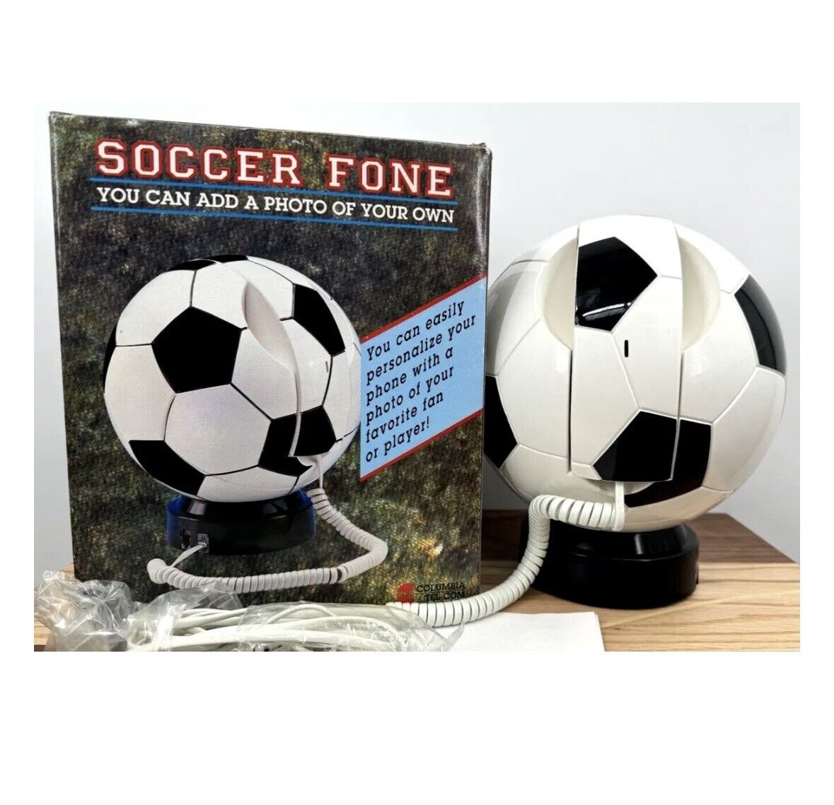Vintage Soccer Fone Phone Novelty Telephone Football Add a Pic Corded Landline
