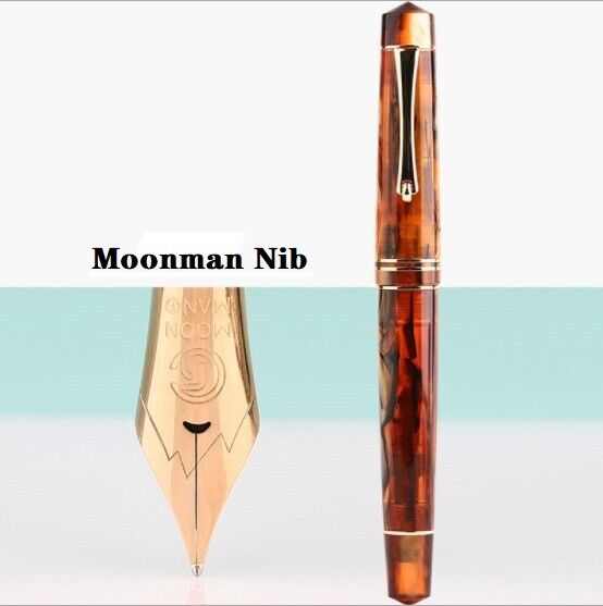 MAJOHN M800 Resin Amber Acrylic Fountain Pen MAJOHN/BOCK 0.5mm F Nib Ink Pen