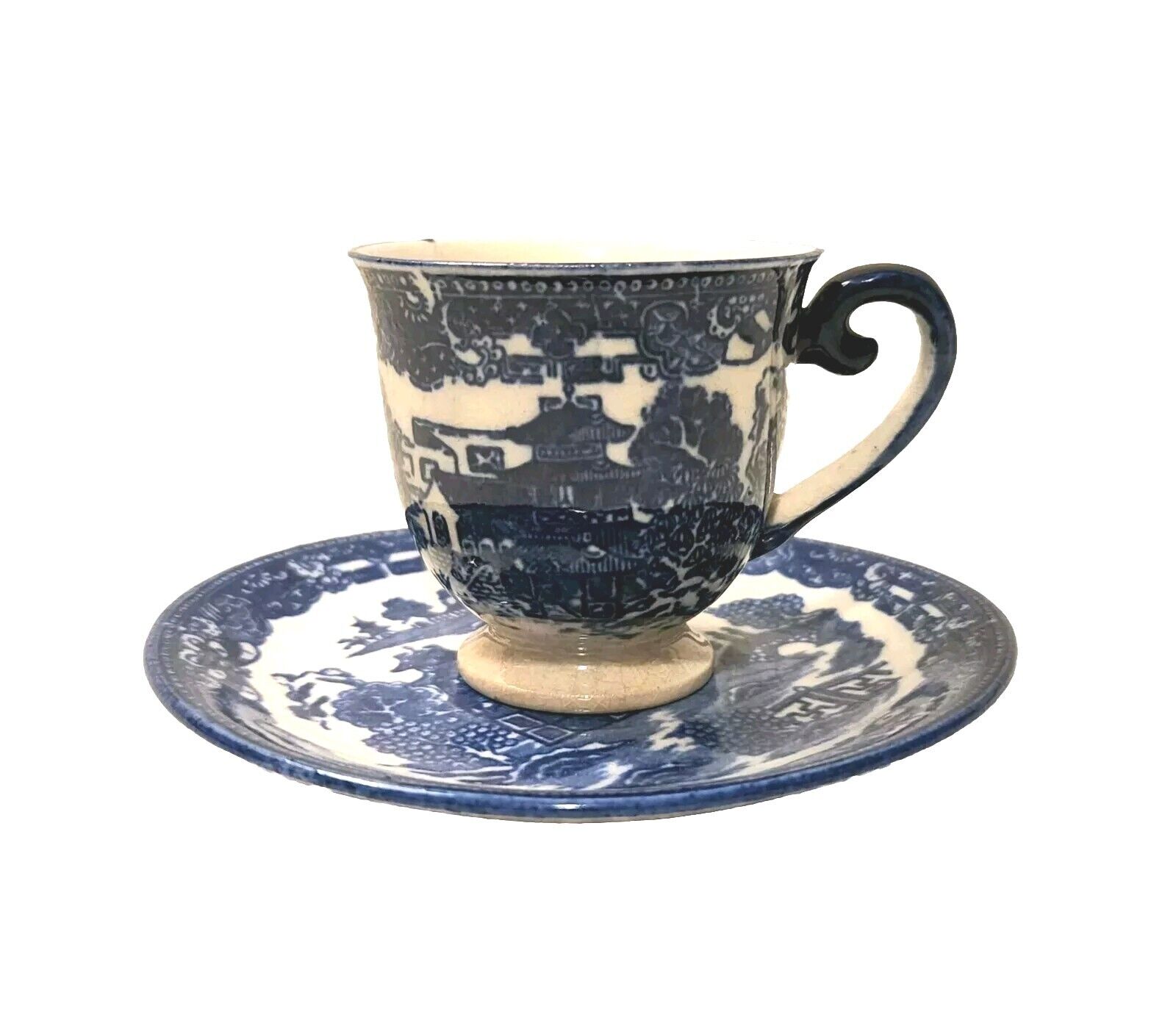 Beautiful Vintage Blue and White Demitasse Cup and Saucer, Made in Japan 1958