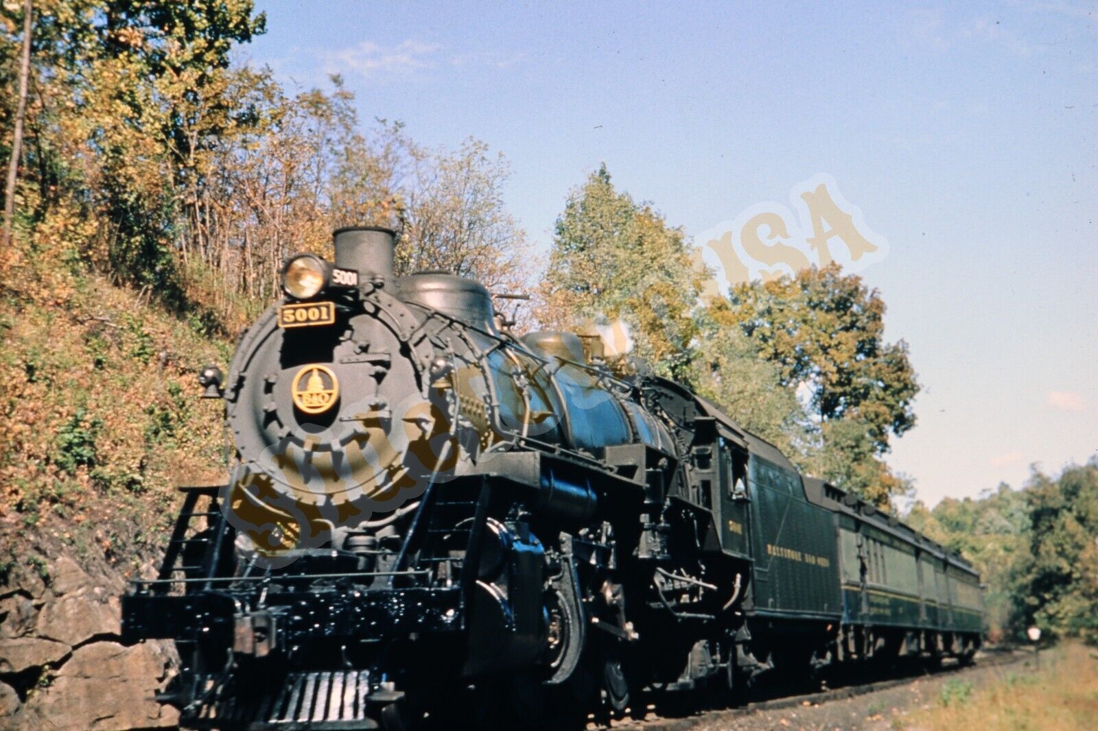 Vtg 1956 Duplicate Train Slide 5001 Baltimore & Ohio 4-6-2 Hampton Jct WV X7O192