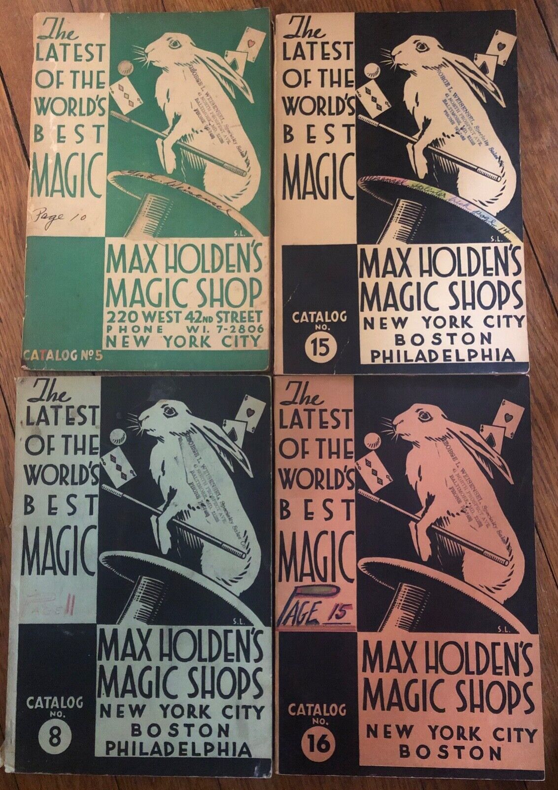 Max Holden's Magic Shops Catalogs #5 (1936), #8, #15, #16