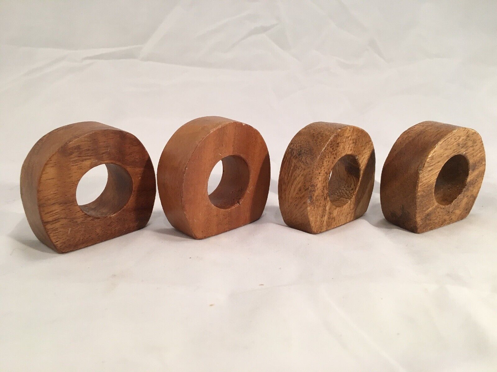 4 Vintage Rustic Napkin Rings Genuine Teakwood Teak Wood Handcrafted