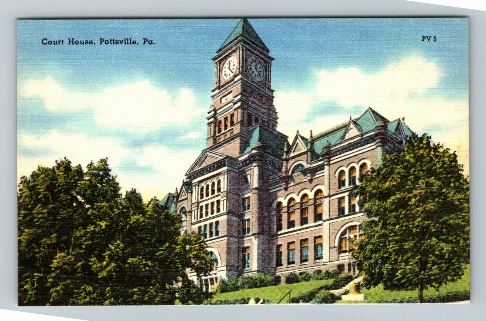 Pottsville PA-Pennsylvania Courthouse Vintage Souvenir Postcard