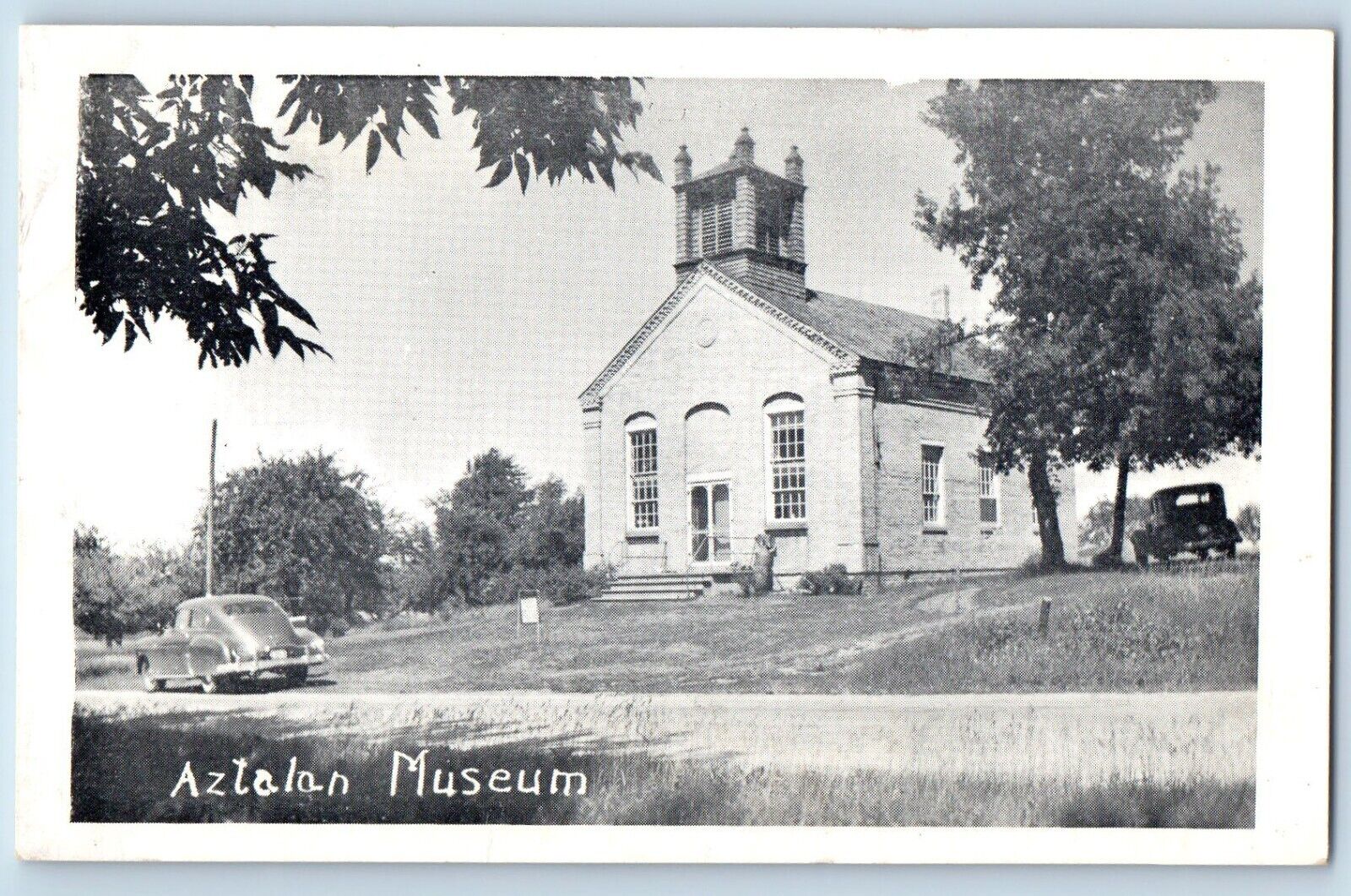 Lake Mills Arizona Postcard Aztalan Museum Exterior Building View c1960 Vintage