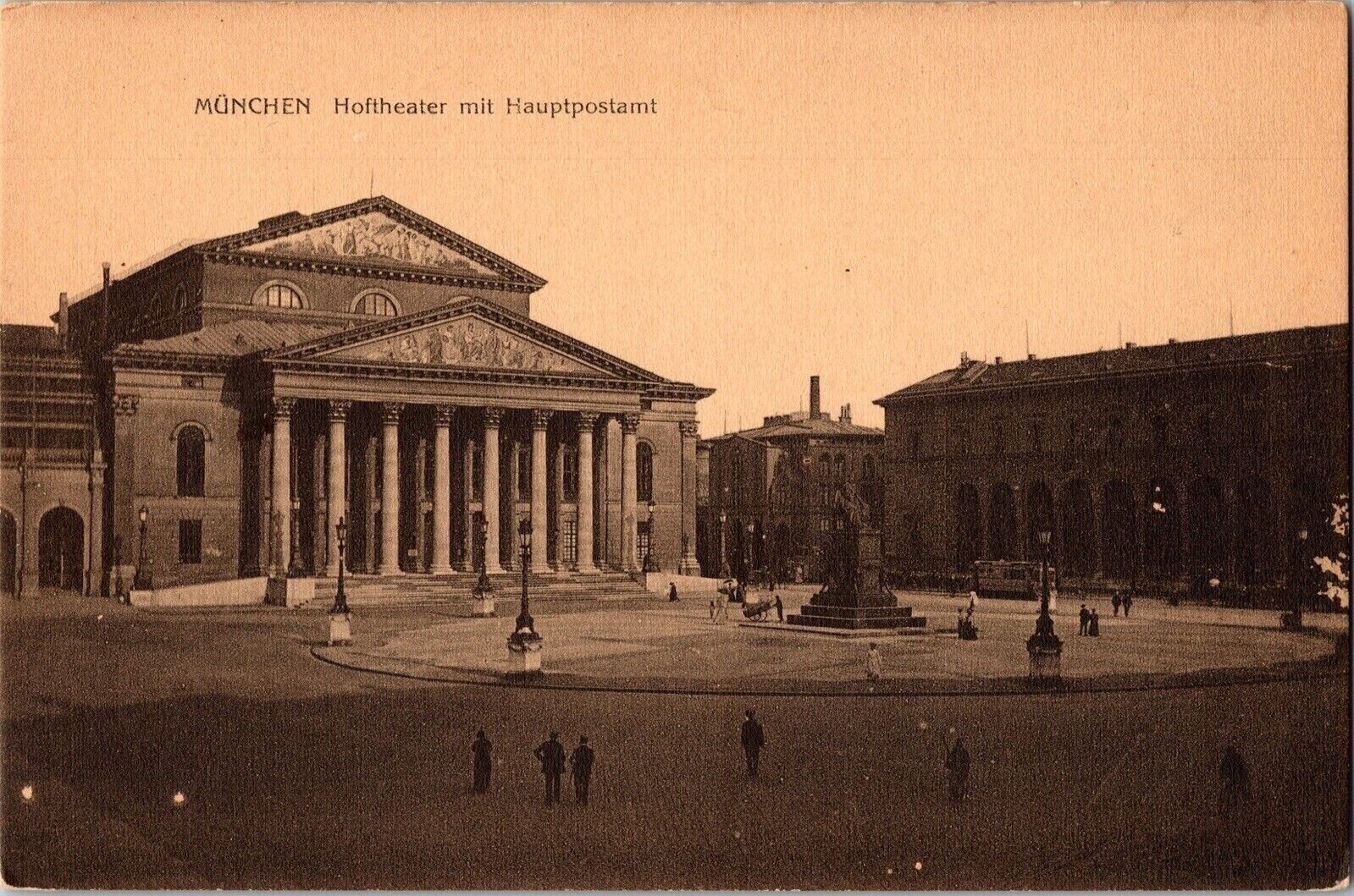 Munchen Hoftheater mit Hauptpostamt BW Divided Back Antique Postcard Unposted