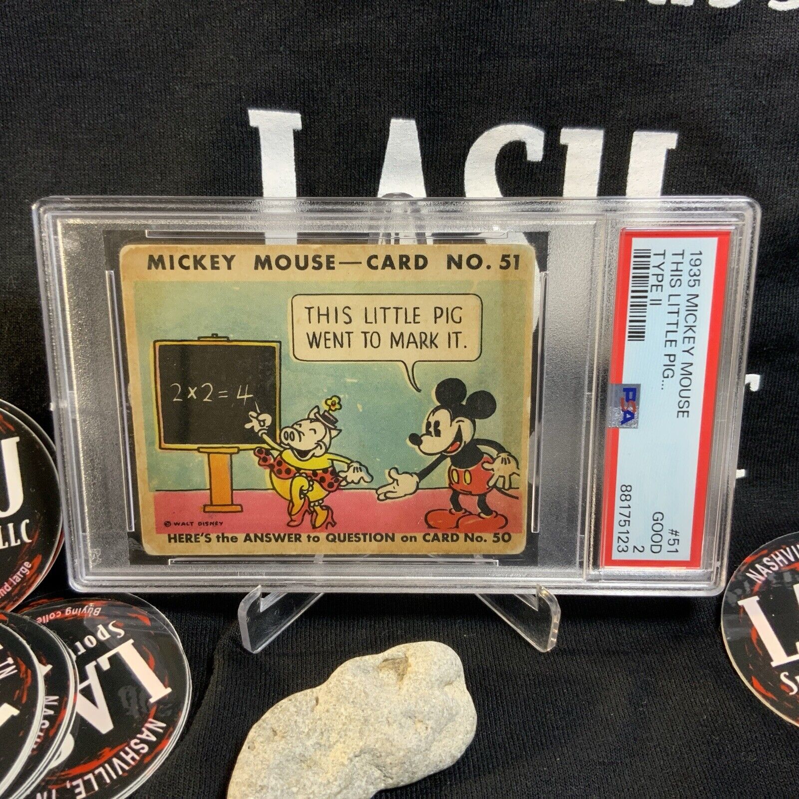 1935 Mickey Mouse Gum Card Type II This Little Pig.. #51 Walt Disney PSA 2