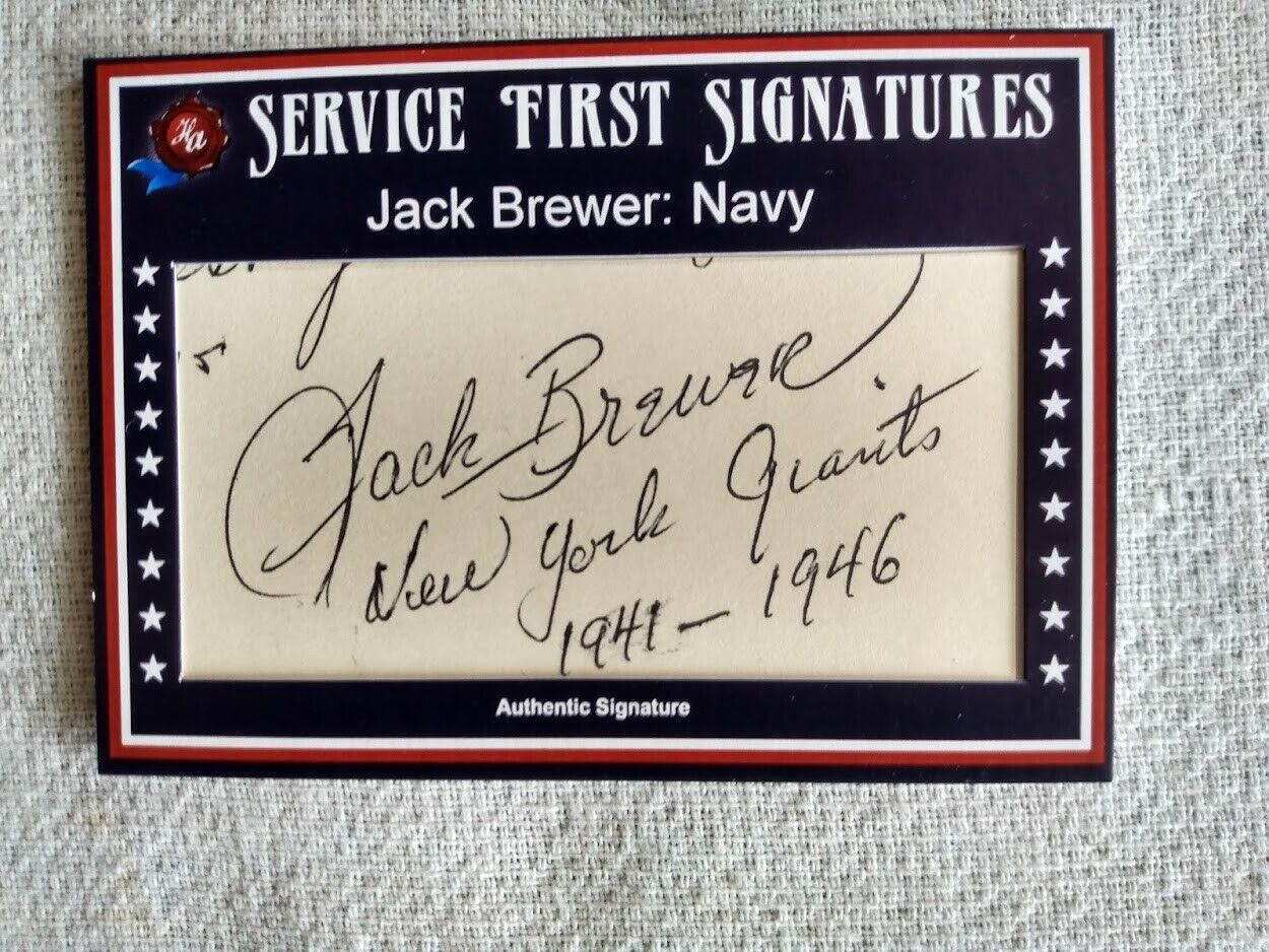 2021 historic autographs 1945 end of the war-signature card of jack brewer:navy
