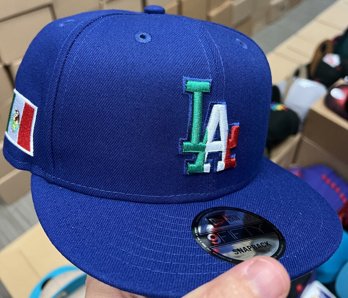 New Era Los Angeles Dodgers Mexico Flag SnapBack Hat 9Fifty Blue