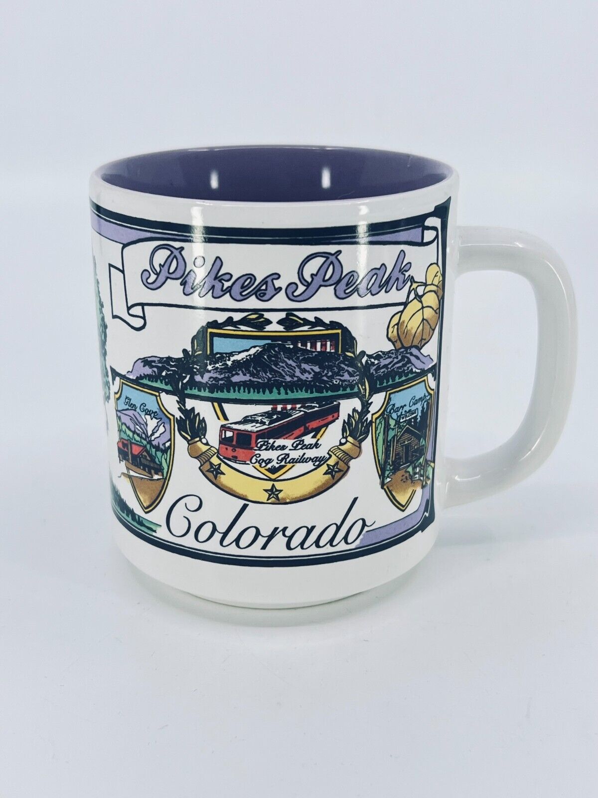 Pikes Peak Colorado Souvenir Ceramic Coffee Mug Cup Purple National Forest