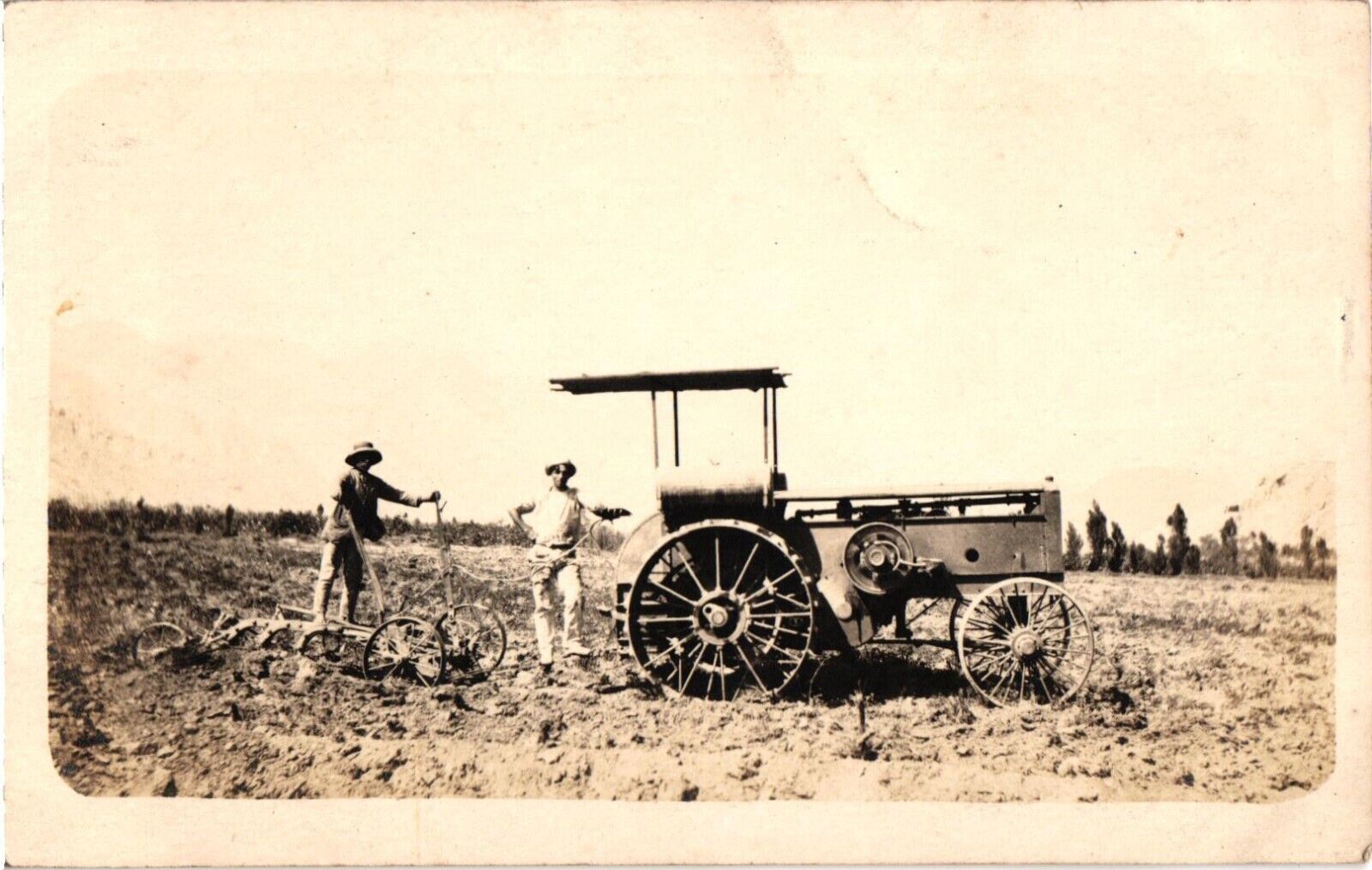 RPPC Antique J I Case Tractor In the Field With Implement Velox 1907-1917 Unpost