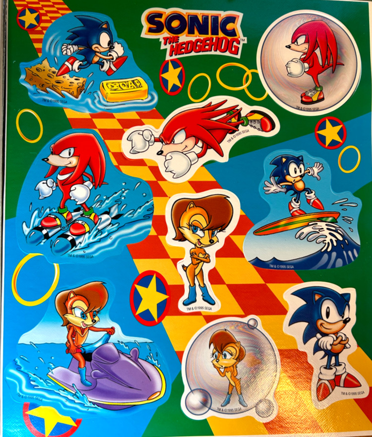 Vintage 1995 Sonic The Hedgehog Bath Stickers SEGA Avon Very Rare Brand New