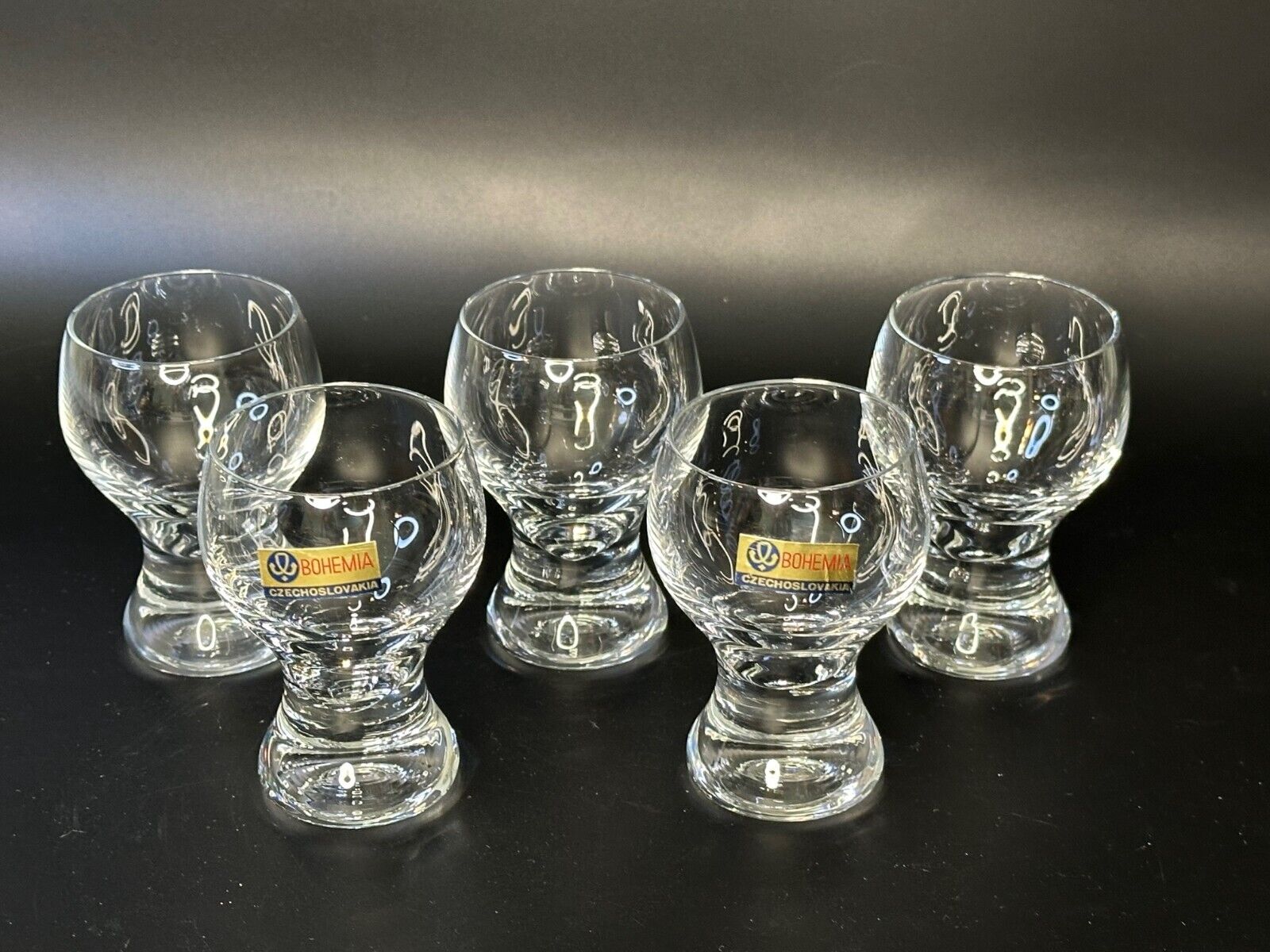 Crystalex Bohemian Czech Set of 5 Cordial Shot glasses Gina 2 fl oz