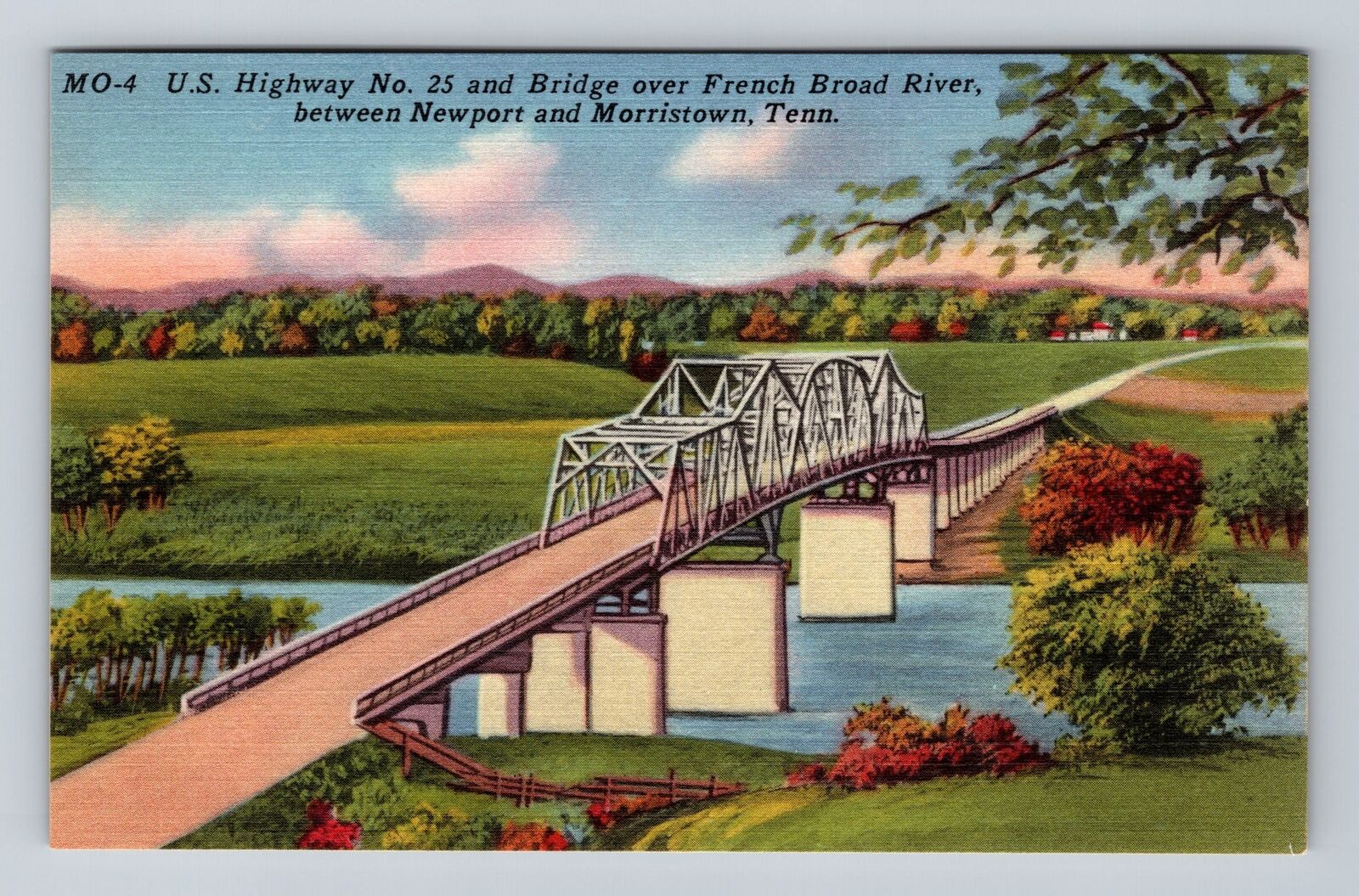 Newport TN-Tennessee, Bridge over French Broad River, Vintage Postcard