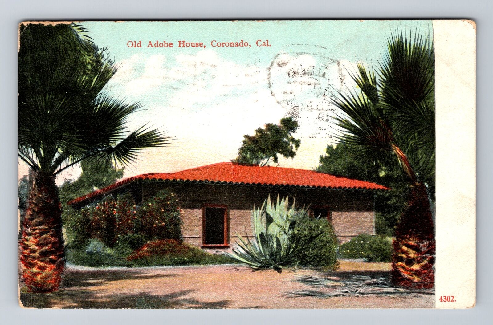 Coronado CA- California, Old Abobe House, Antique, Vintage c1909 Postcard