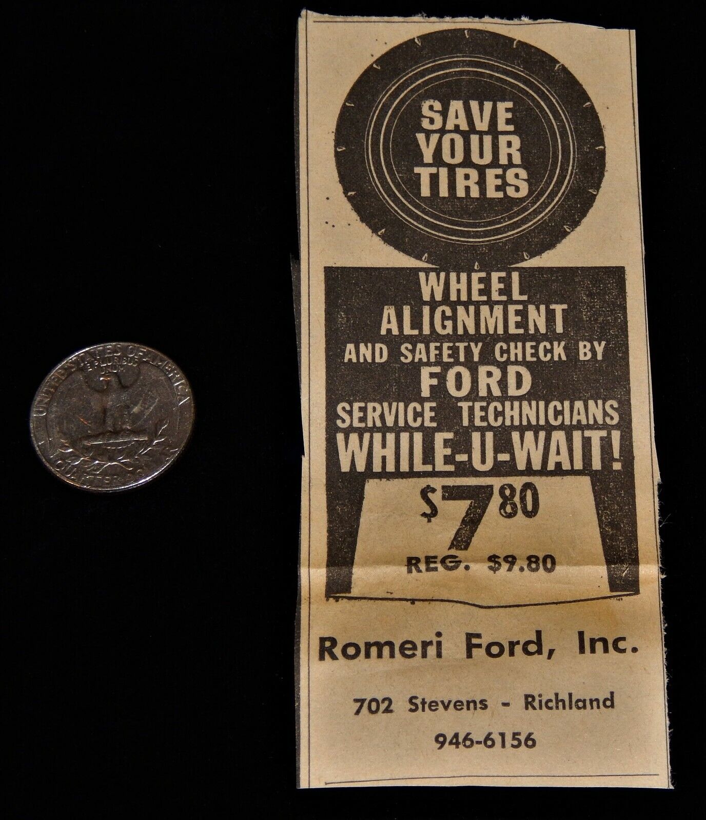 Vintage Newspaper Ad,RICHLAND, WA,1962 Romeri Ford,Stevens Ave,\