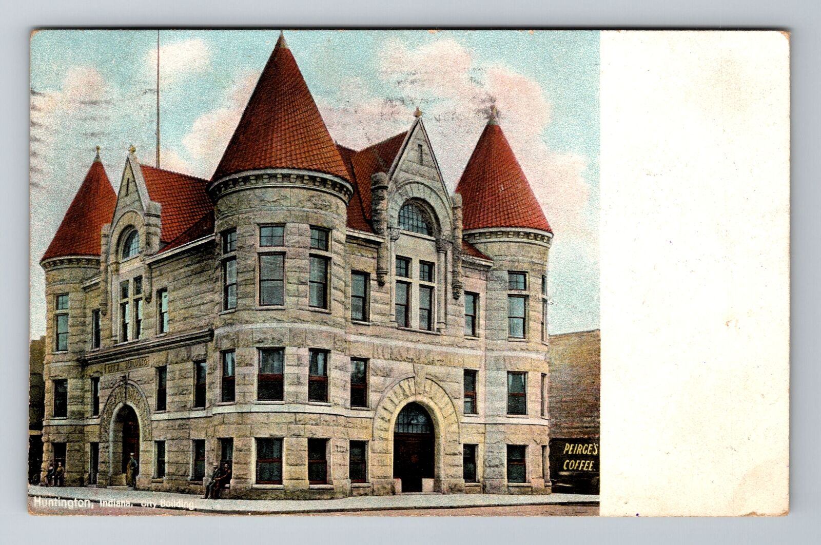Huntington IN-Indiana, City Building, Antique, Vintage c1908 Postcard