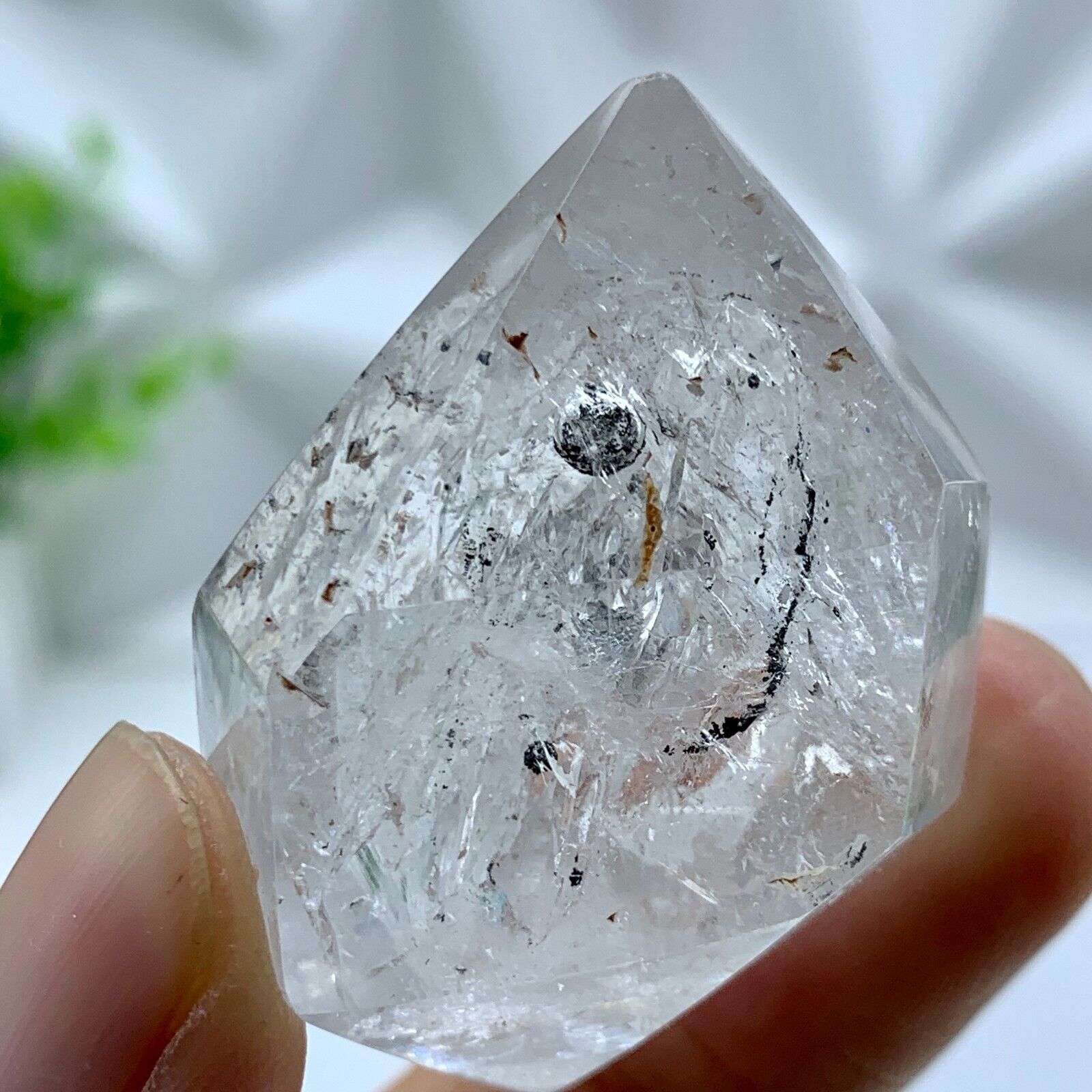 Natural 43mm Herkimer Diamond Enhydro healing Crystal &Big moving water drop 36G