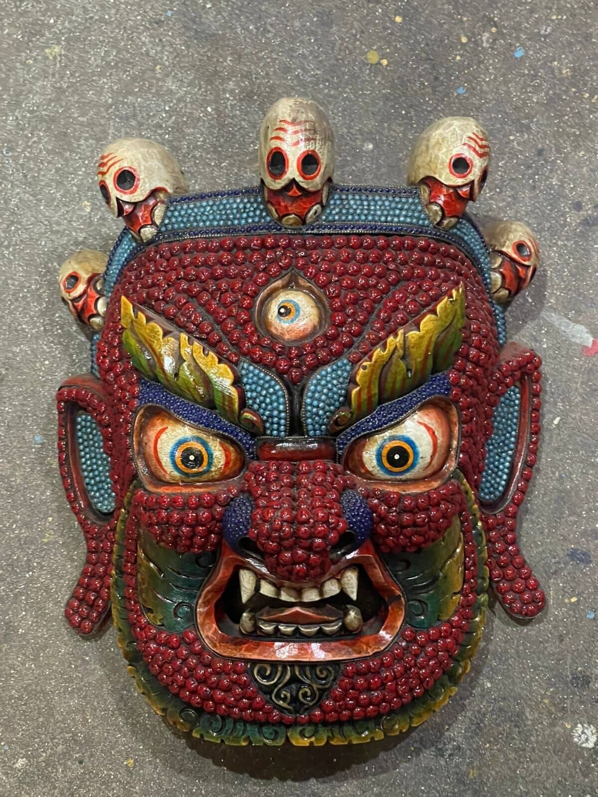 Magnificent Nepal Turquoise & Coral Bhairab Mask – the “Mask of Annihilation\
