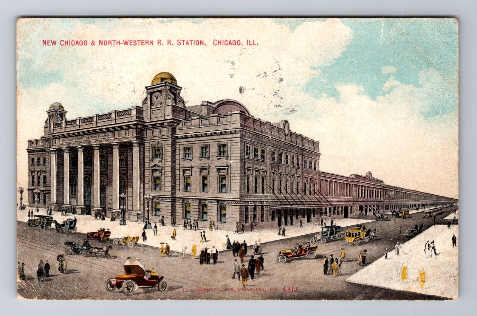 Chicago IL-Illinois, New Chicago & North West RR Station Vintage c1909 Postcard