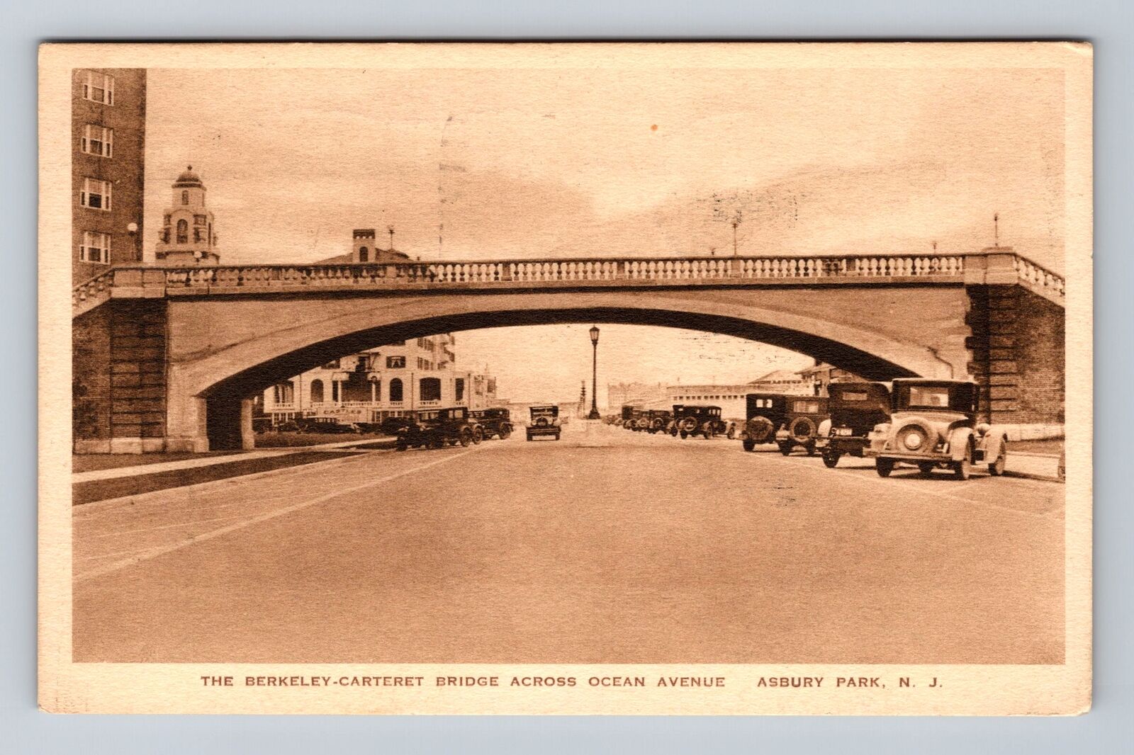 Asbury Park NJ-New Jersey, The Berkeley Carteret Bridge Vintage c1937 Postcard