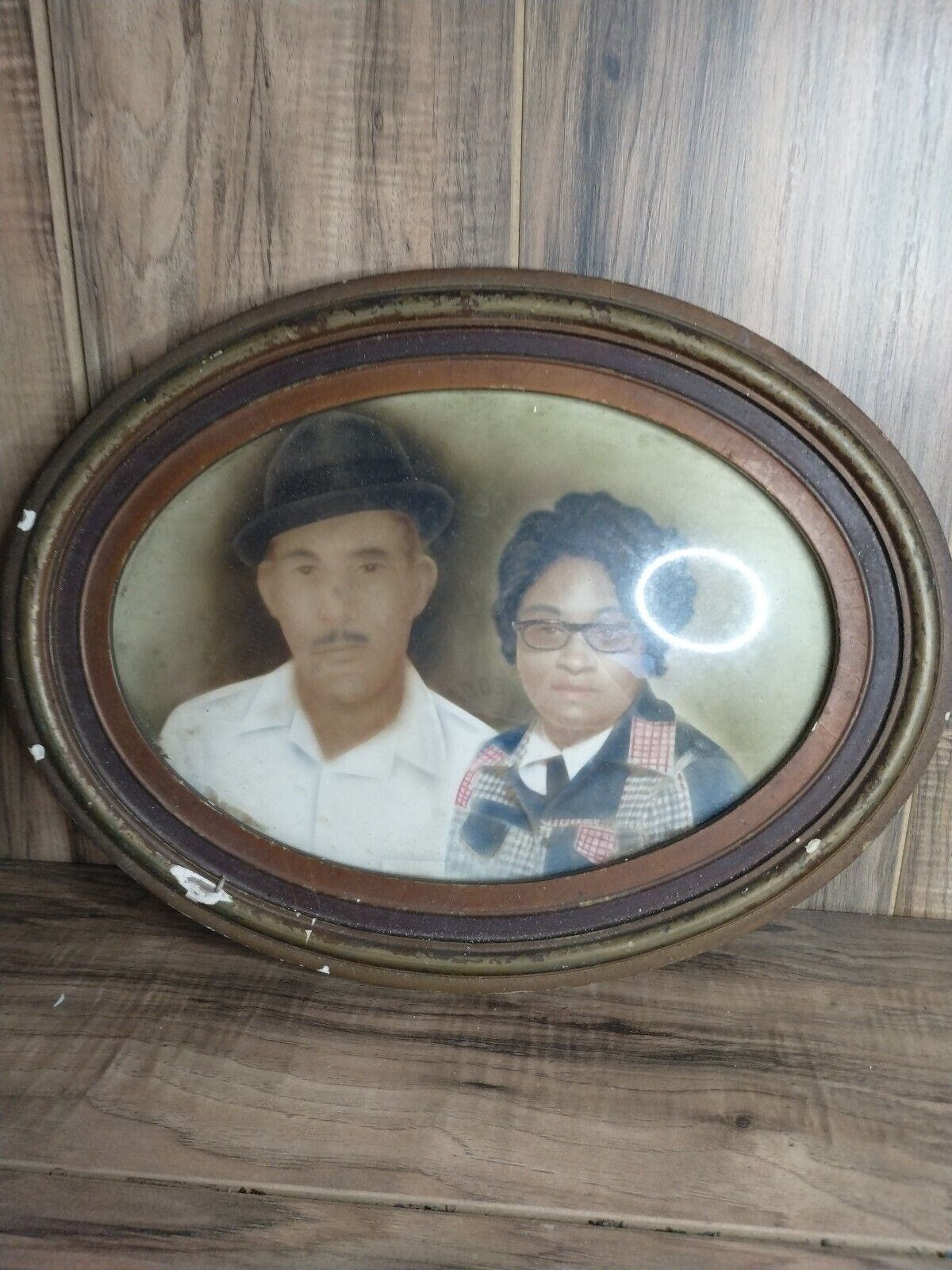 Vtg African American Couple Framed Oval Portrait