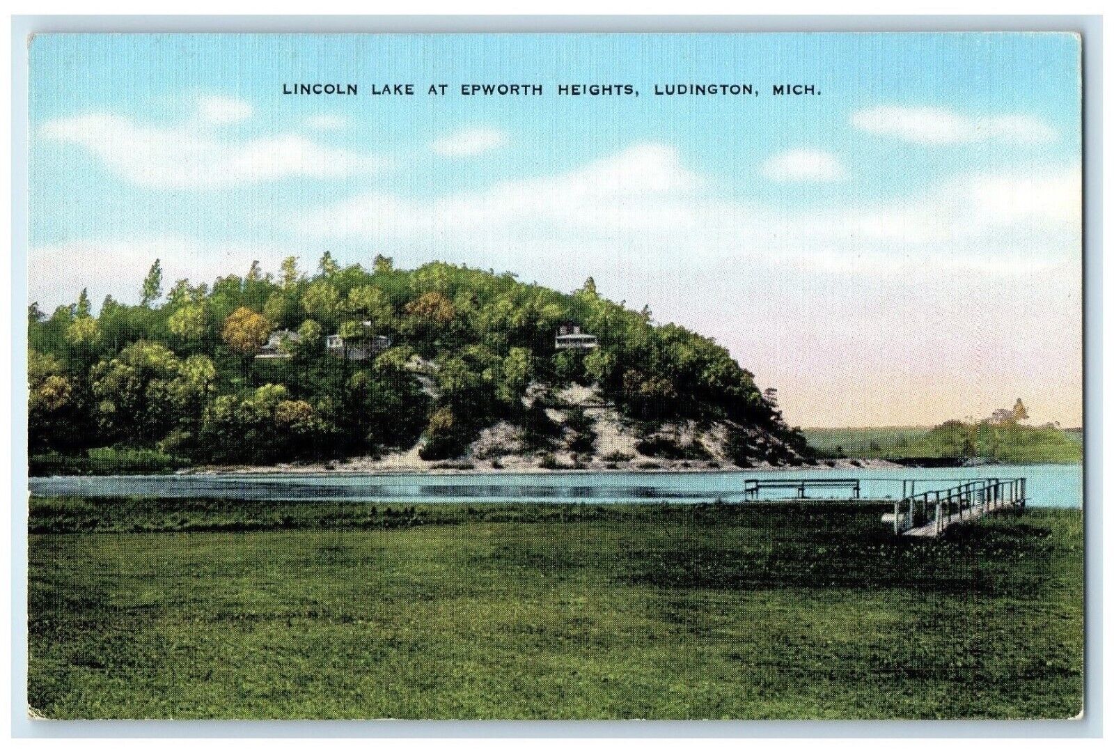 c1950\'s Lincoln Lake At Epworth Heights Ludington Michigan MI Vintage Postcard