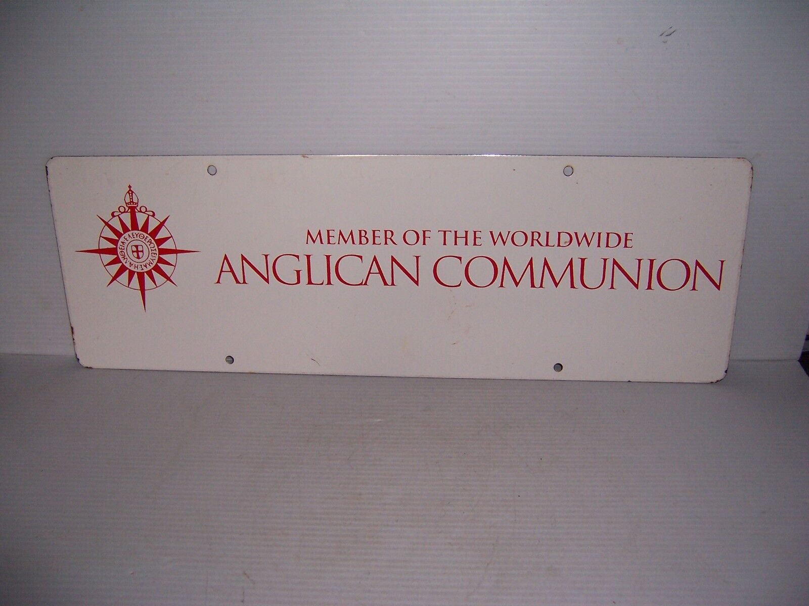 Vintage Member of the Worldwide Anglican Communion Double Sided Porcelain Sign