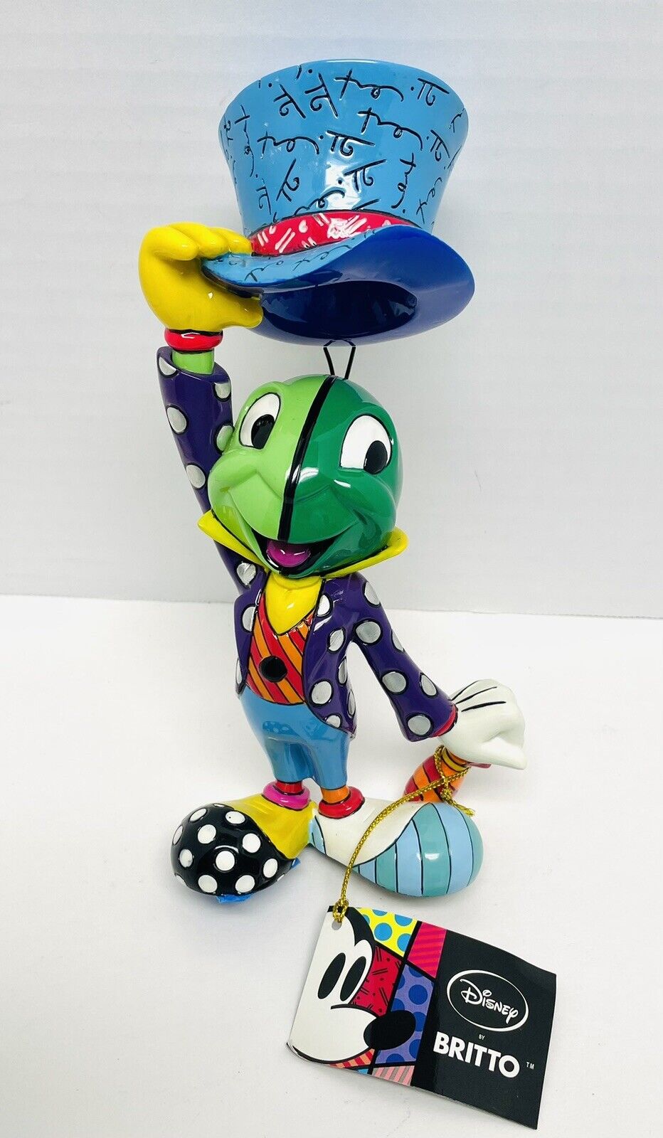 Disney Romero Britto Pop Art Jiminy Cricket Figurine 8” Tall-EUC