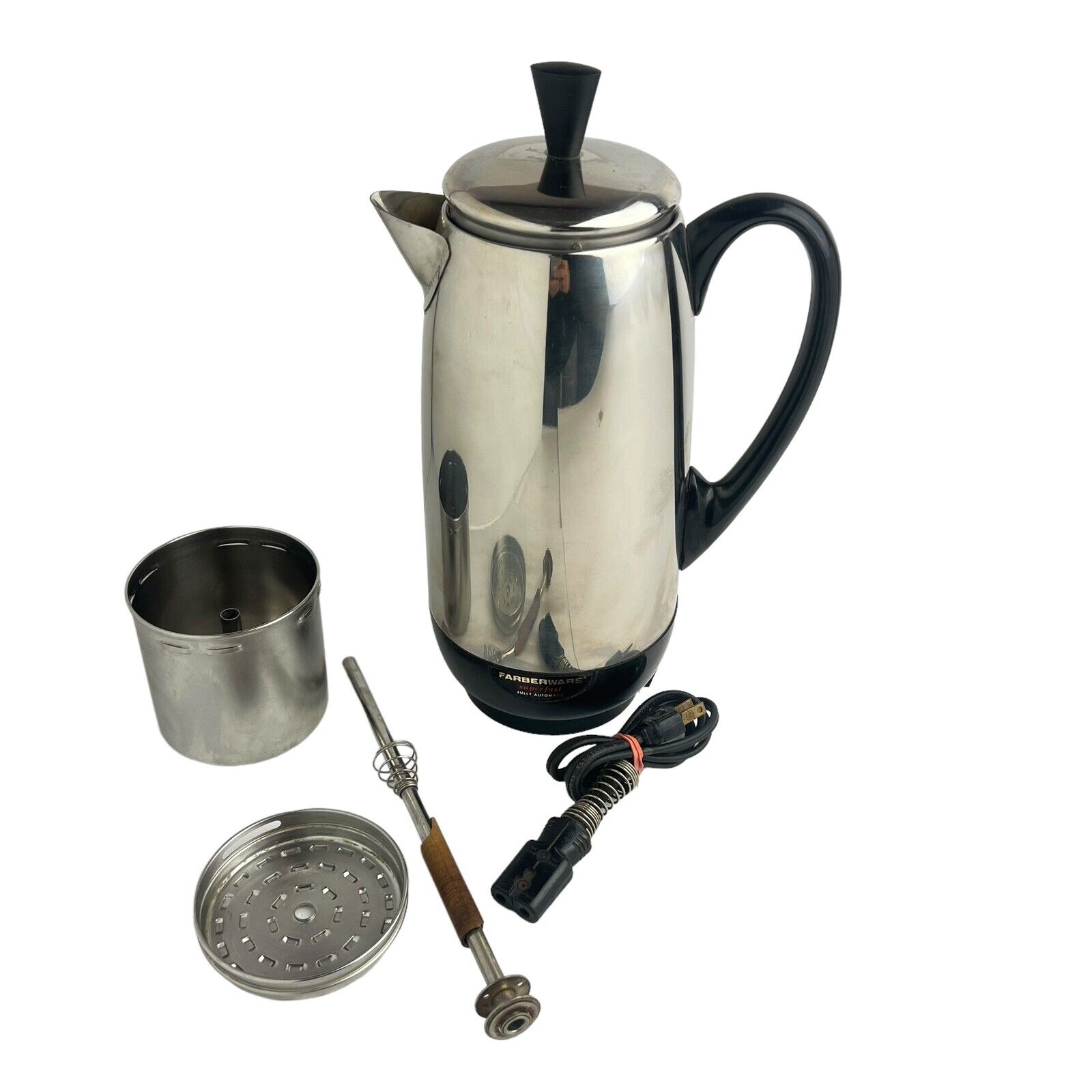 Vintage Farberware Superfast Auto 142B Percolator 12 Cup Coffee Pot Maker Chrome