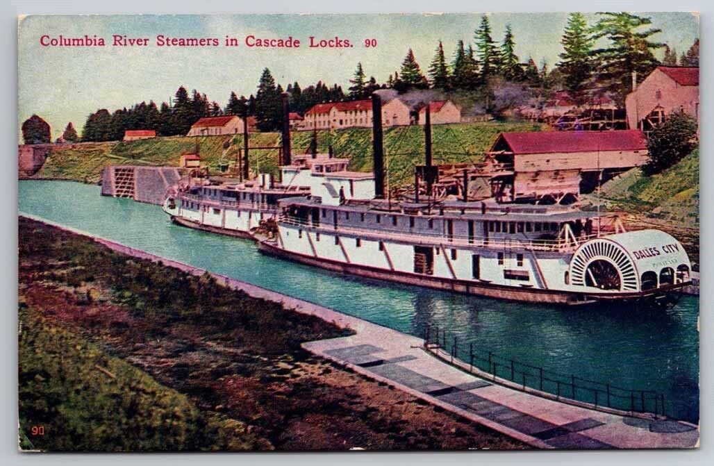 eStampsNet - Columbia River Oregon Steamers in Cascade Locks Postcard