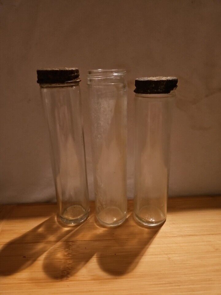 Lot 3 Vintage Alka Seltzer Glass Bottle - Metal Screw Cap - No Label