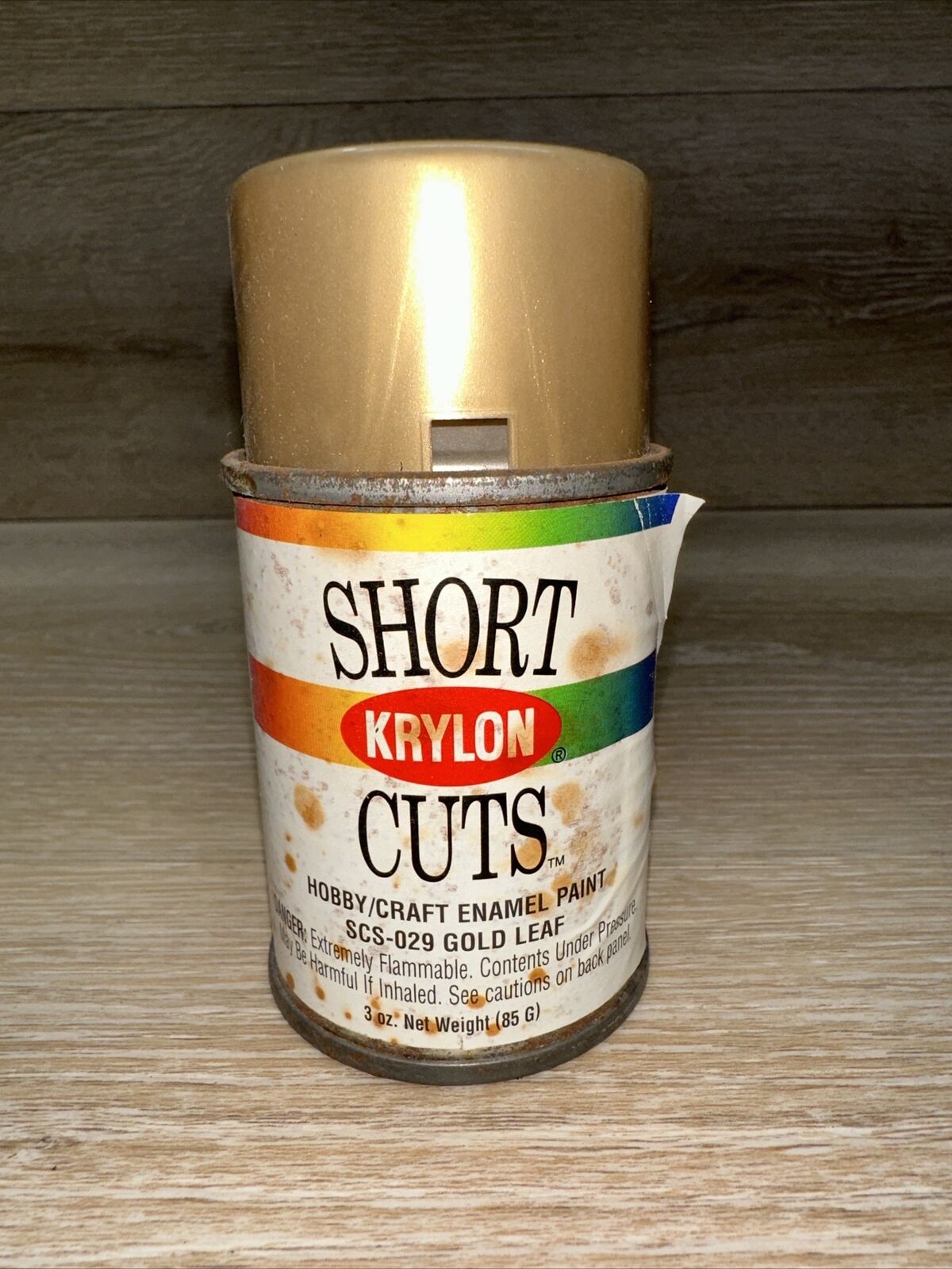 Vintage Krylon Spray Paint Can Short Cuts 3oz Gold Leaf Full Can Collectible