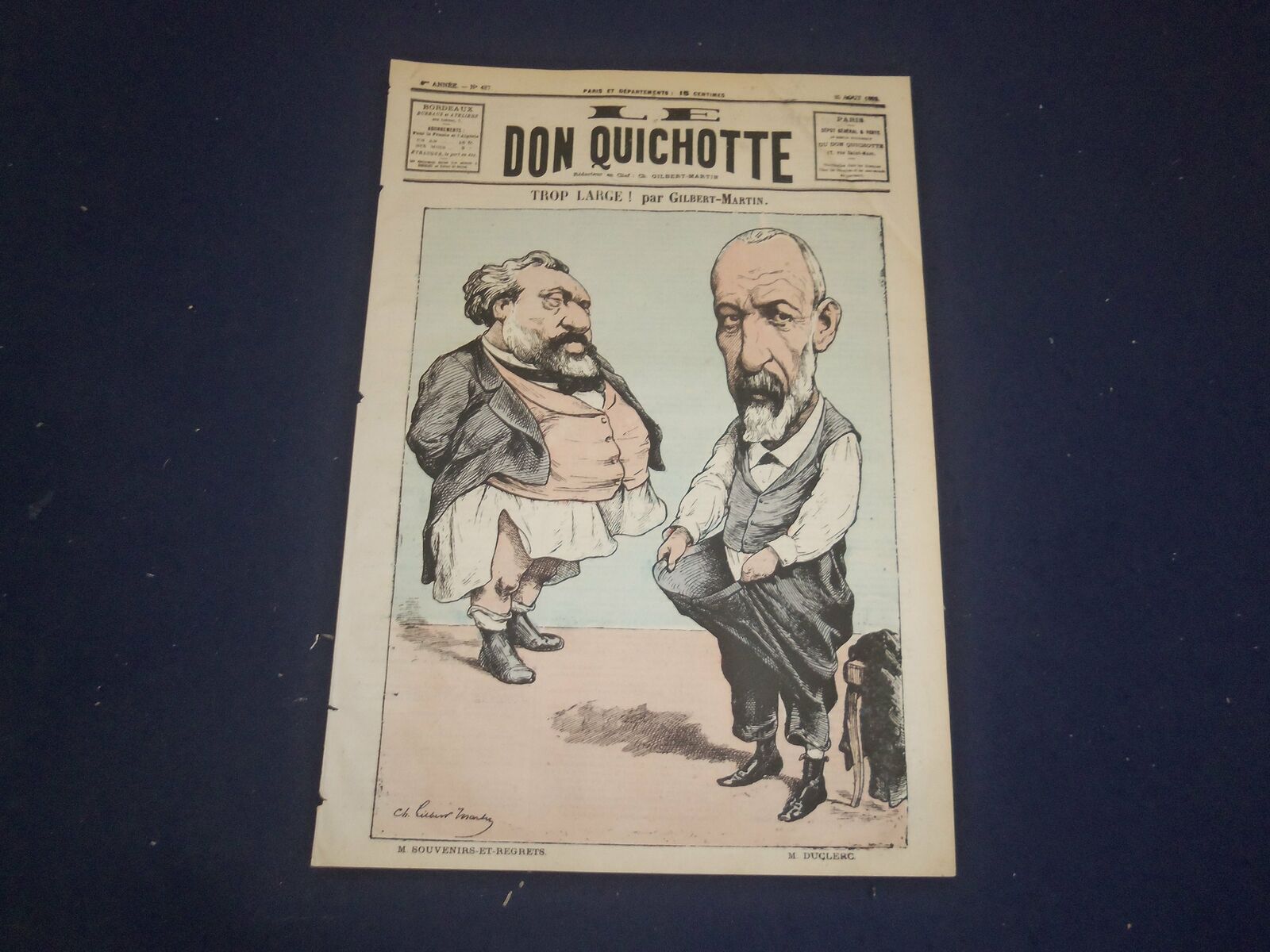 1882 AUGUST 25 LE DON QUICHOTTE NEWSPAPER - TROP LARGE - FRENCH - FR 3328