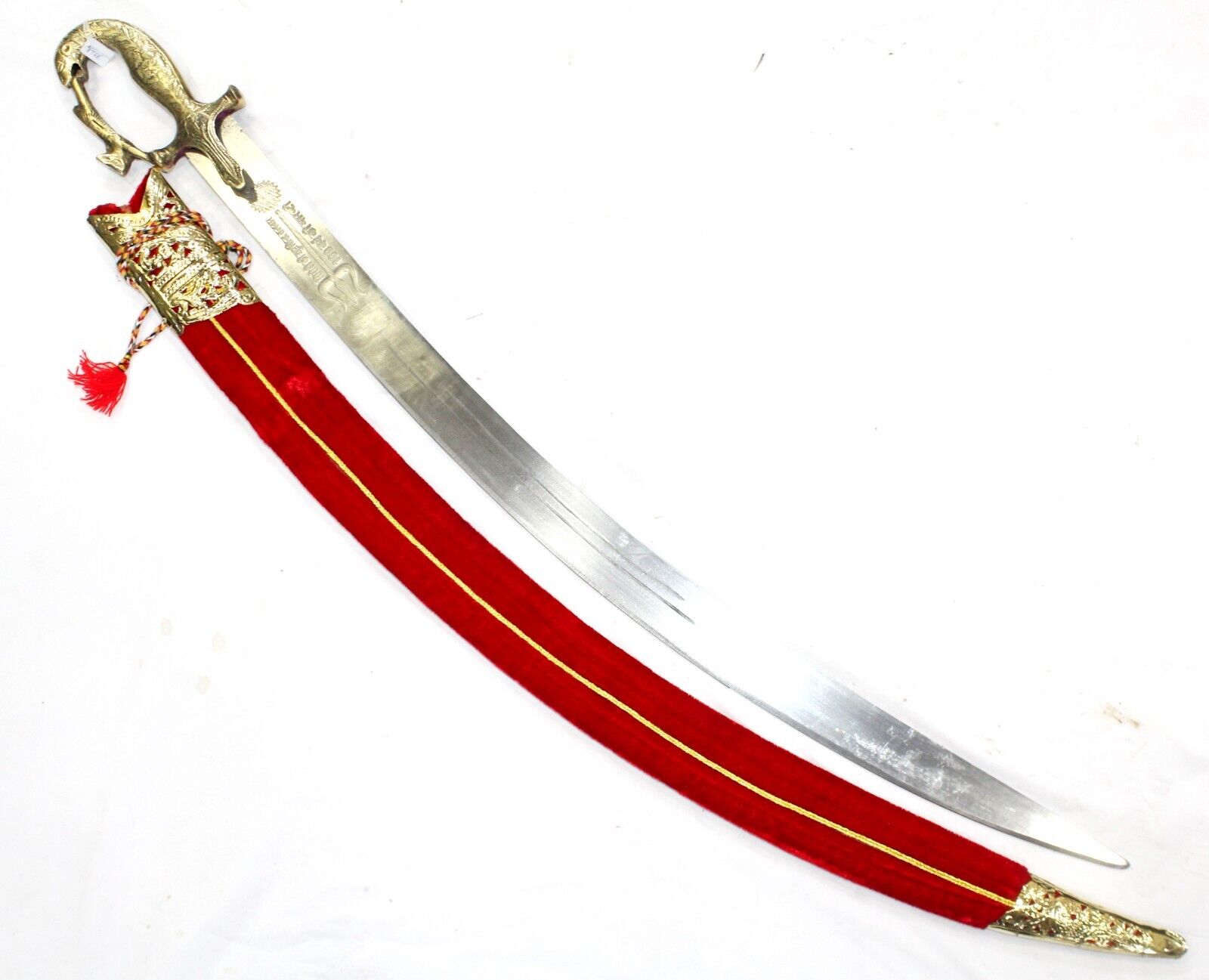 Brass Wedding Sword Hand Forged Steel Blade Tiger Rabbit Handle Home Decor i116