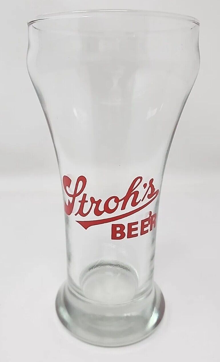 Vintage 1960's Rare Stroh's Beer 8 oz Pilsner Barware Glass Red Logo U205