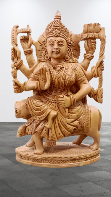 Maa Durga Ambey (Goddess of Power)Wooden Idol for Pooja Home decor idol 8 inch