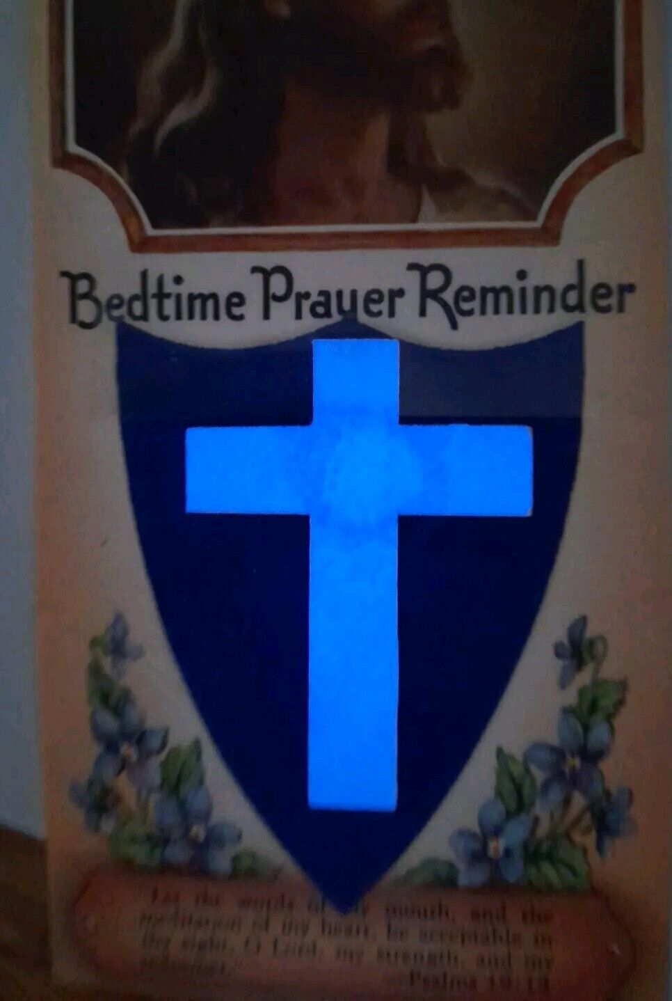 Vintage The Bedtime Prayer Reminder Glow In The Dark Cross 
