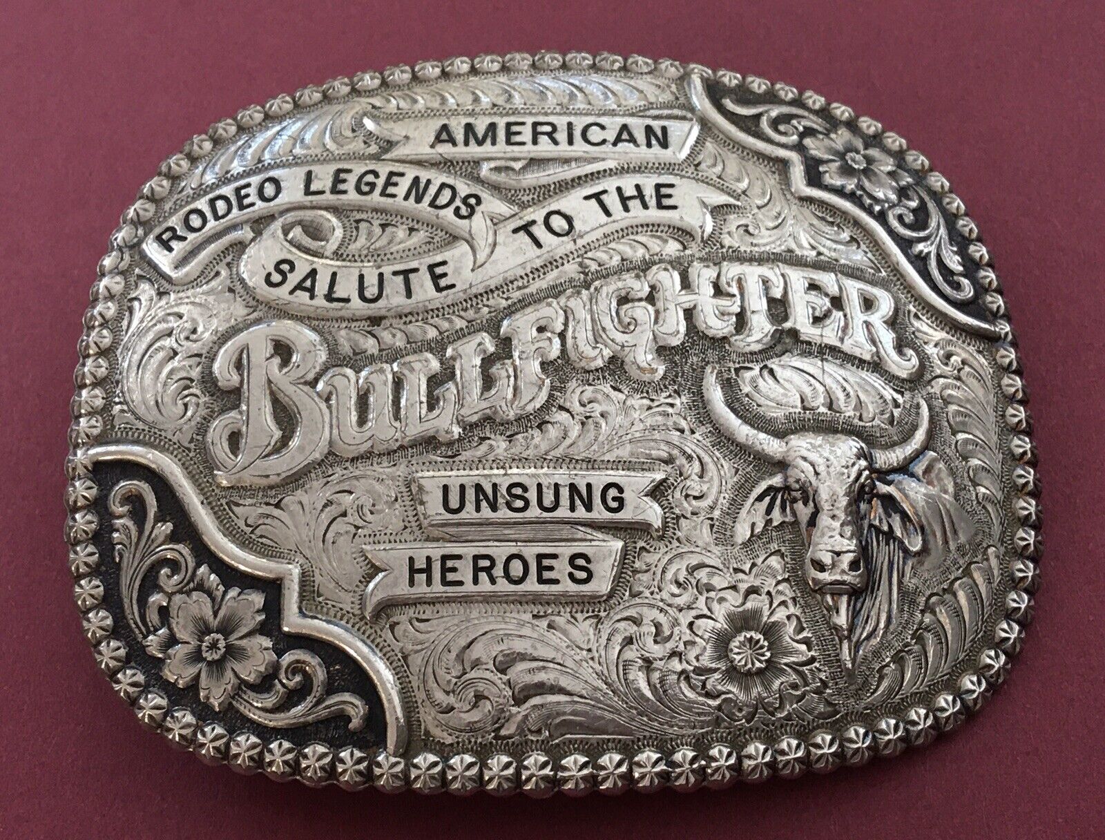 Awesome Gist Bronze American Rodeo Legends Bullfighter Salute Trophy Belt Buckle
