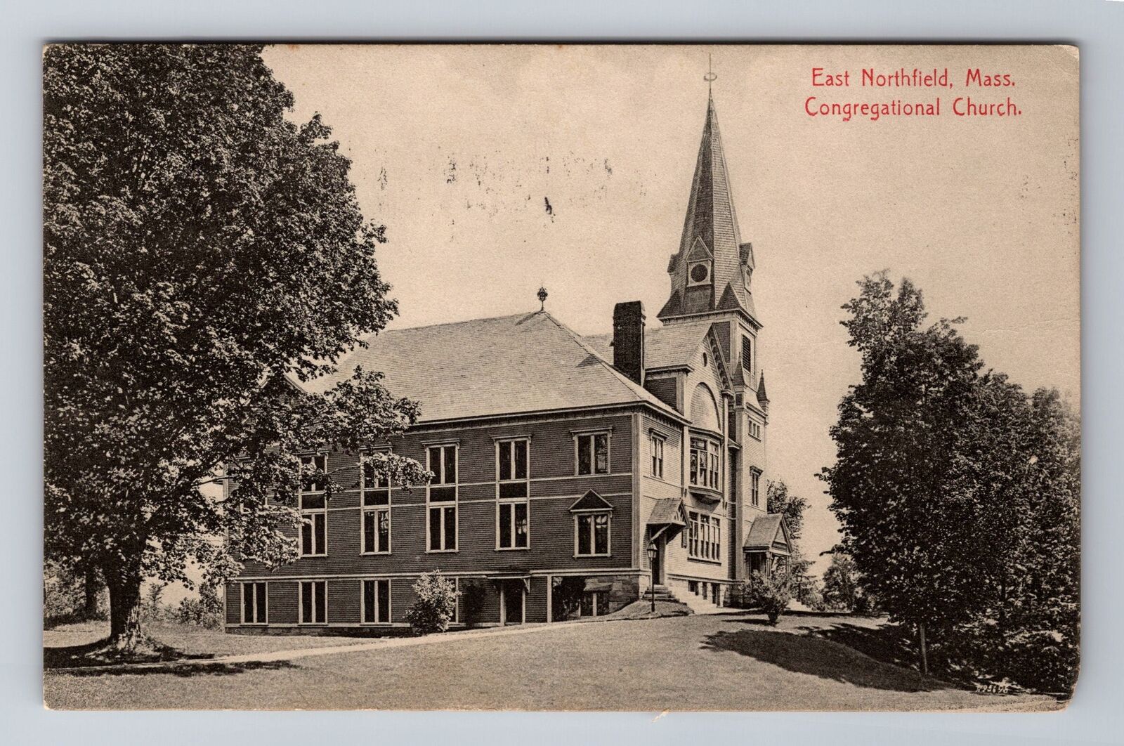 East Northfield MA-Massachusetts, Congregational Church Antique Vintage Postcard