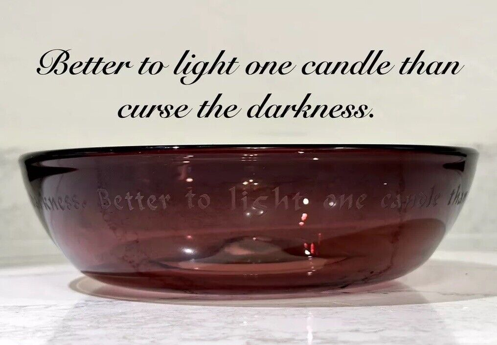 Inspirational Engraved Glass Wine Colored Bowl with Inscription (#ANN)