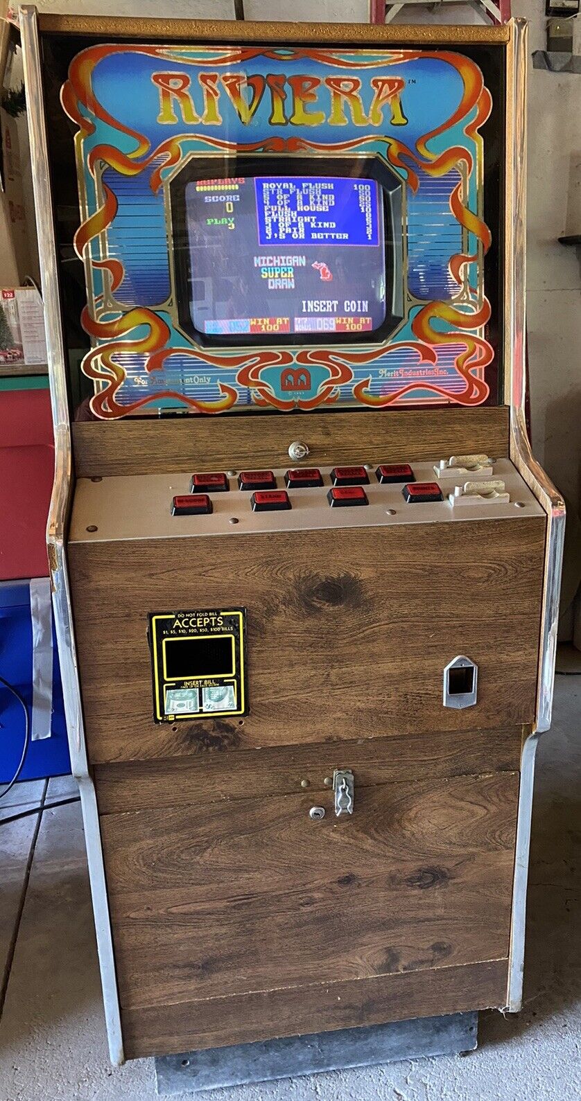 Vintage Riviera Arcade Game Casino  Slot Machine Merit industries Rare