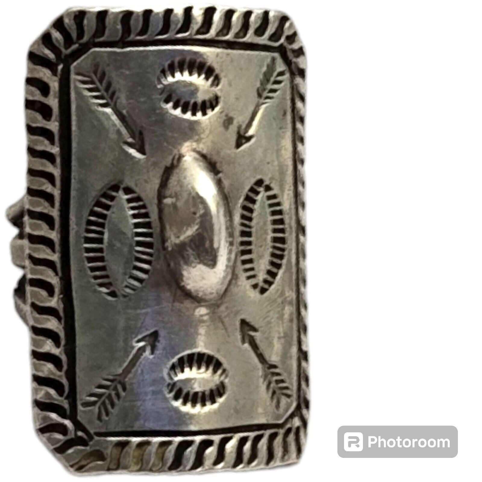 Amazing Navajo Tribal Arrow Design Rectangular Sterling Silver Ringsz4.25