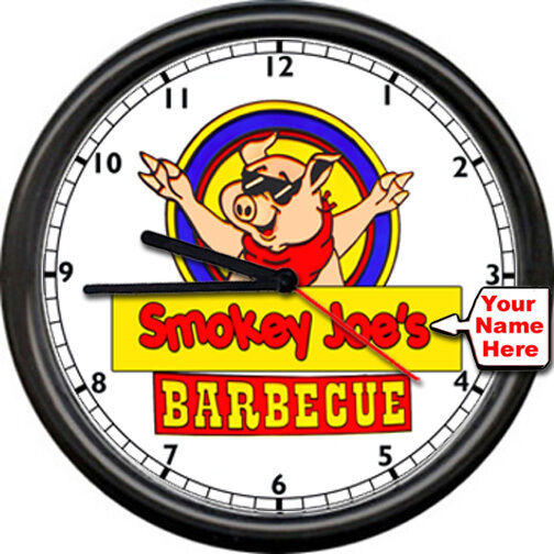 Personalized Homemade BBQ Pit Chef Ribs Pork Sausage Pig Poster Sign  Wall Clock
