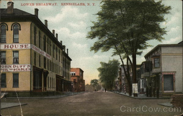 1914 Rensselaer,NY Lower Broadway New York SL & Co. Antique Postcard 1c stamp
