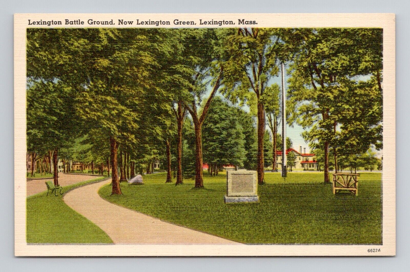 Postcard Lexington Battle Green Massachusetts MA, Vintage Linen O2