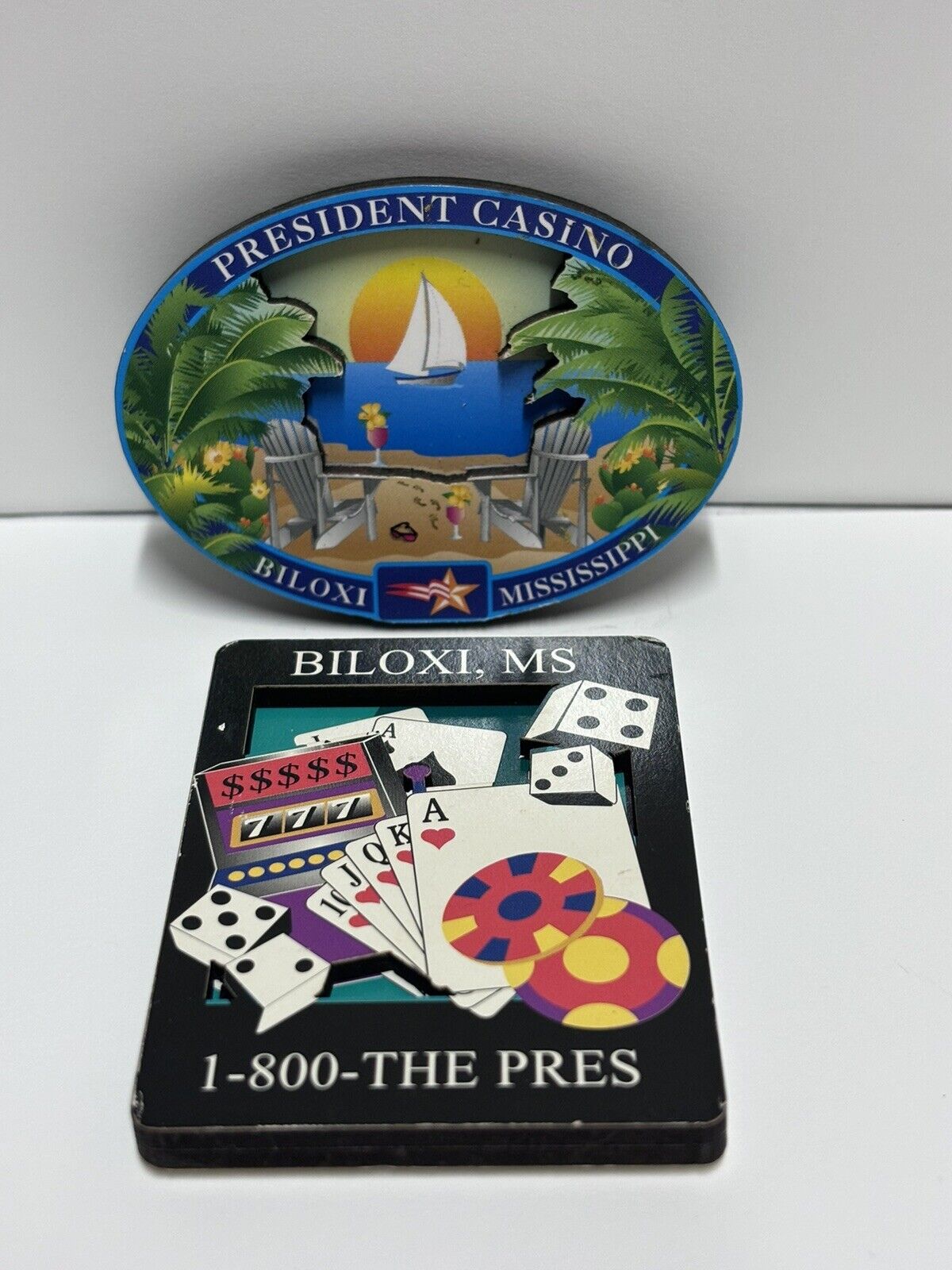 President Casino Biloxi Mississippi Magnet Souvenir Set of 2 Vintage