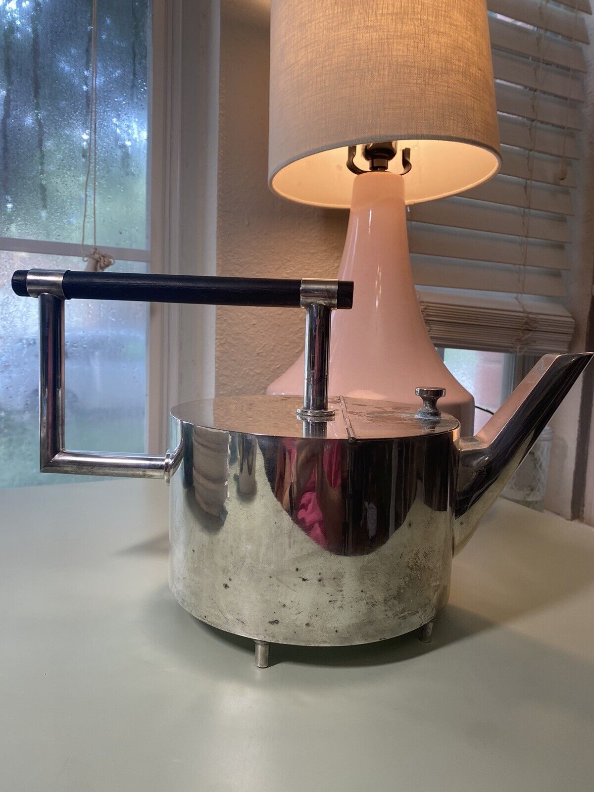 Unique Vintage Christopher Dresser Style Silver-plated Teapot w/damage