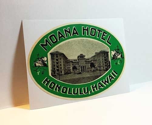 Moana Hotel Hawaii Vintage Style Travel Decal / Vinyl Sticker, Luggage Label