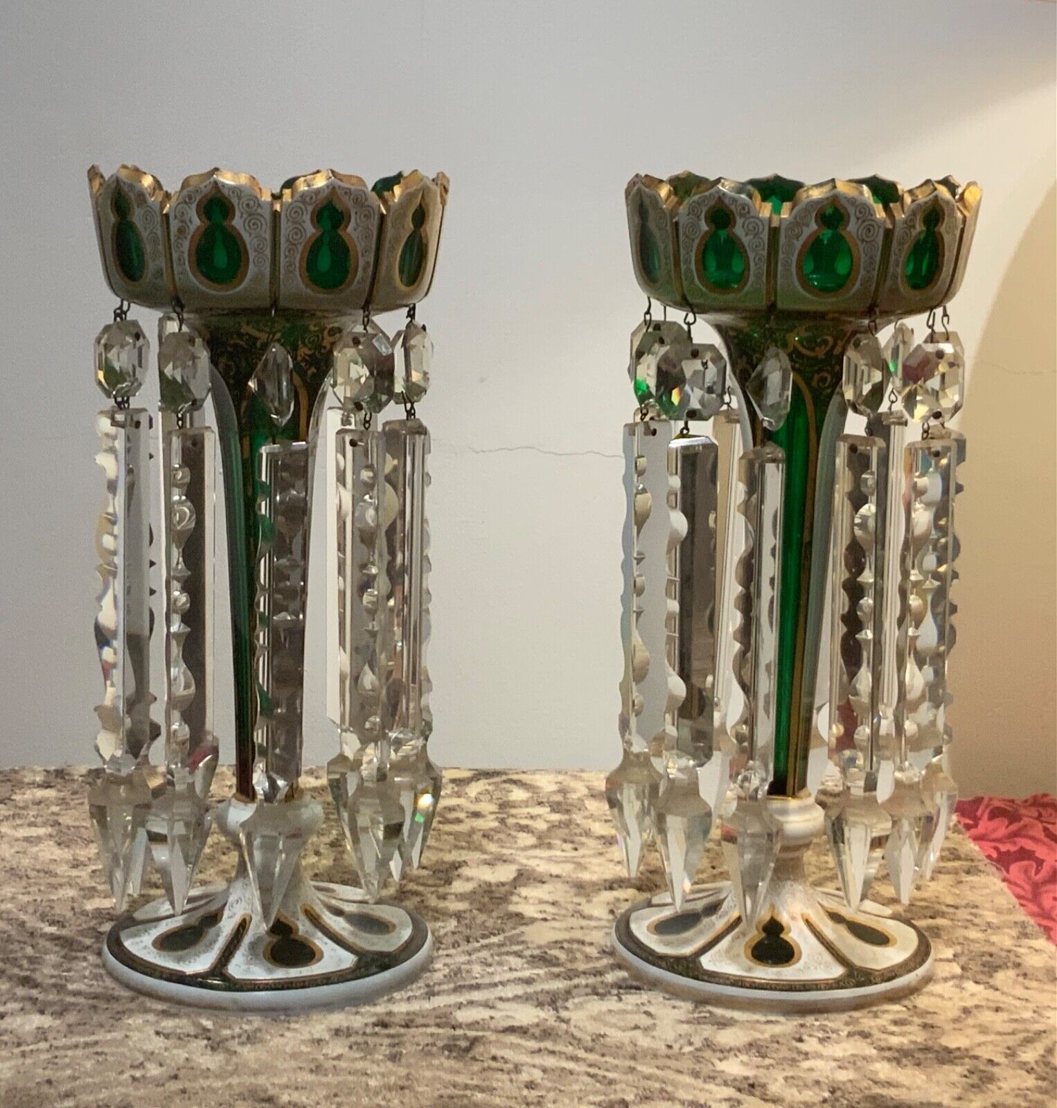 Antique Baccarat Pair of Crystal Lusters. XIX Century.
